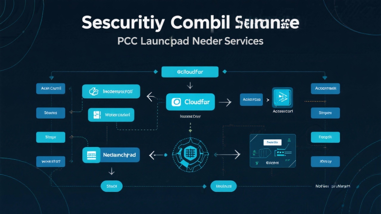 Security and compliance framework diagram illustrating Cloudflare integration, access controls, and workflow checkpoints for PPC Launchpad Nederland services.